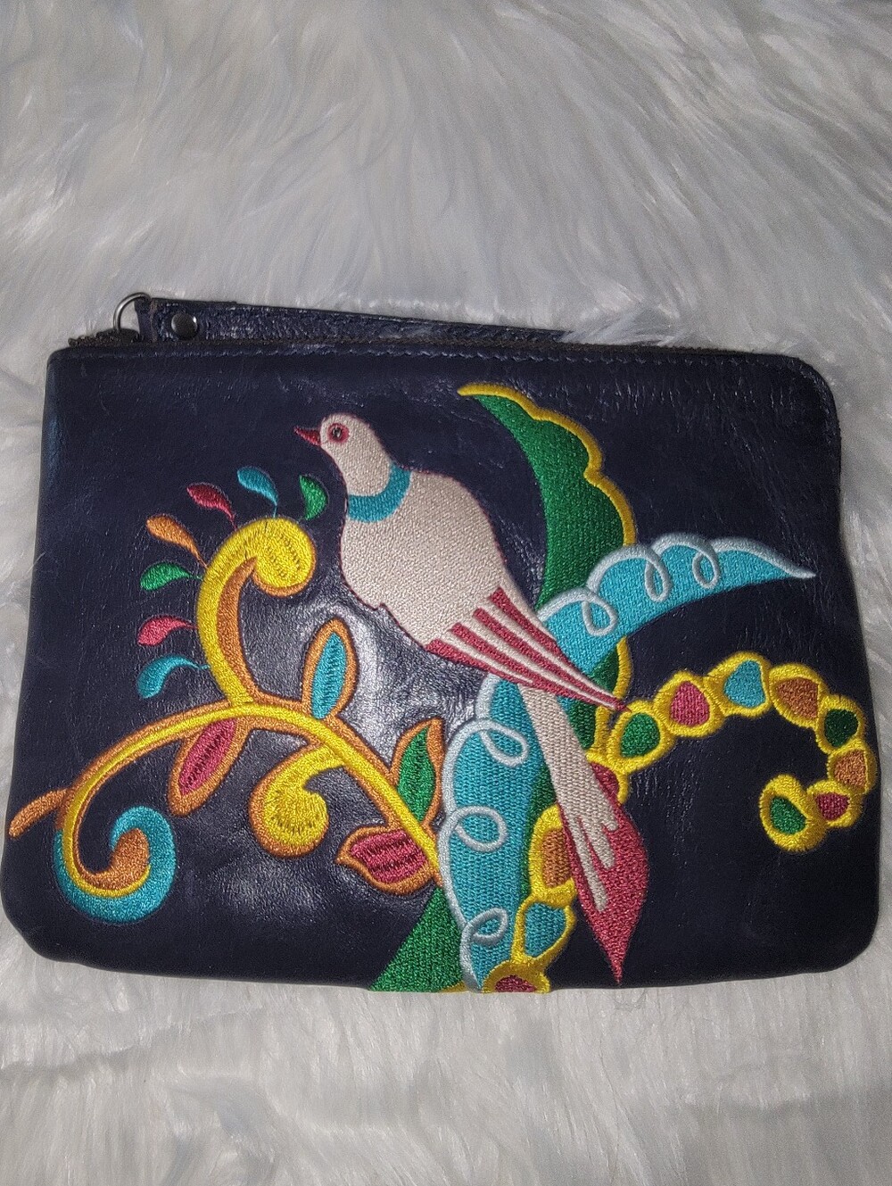 Patricia Nash Leather Embroidered Birds Of Paradise Wristlet 🕊️